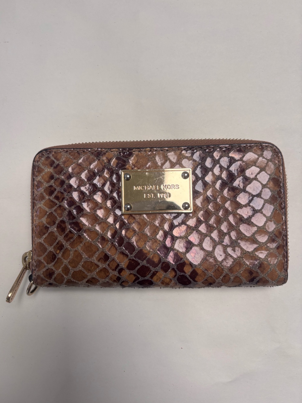 Michael Kors Snake-Print Zip Wallet